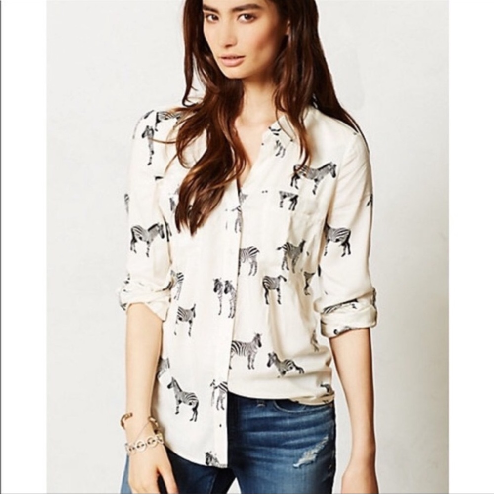 Anthropologie Maeve Zebra Shirt